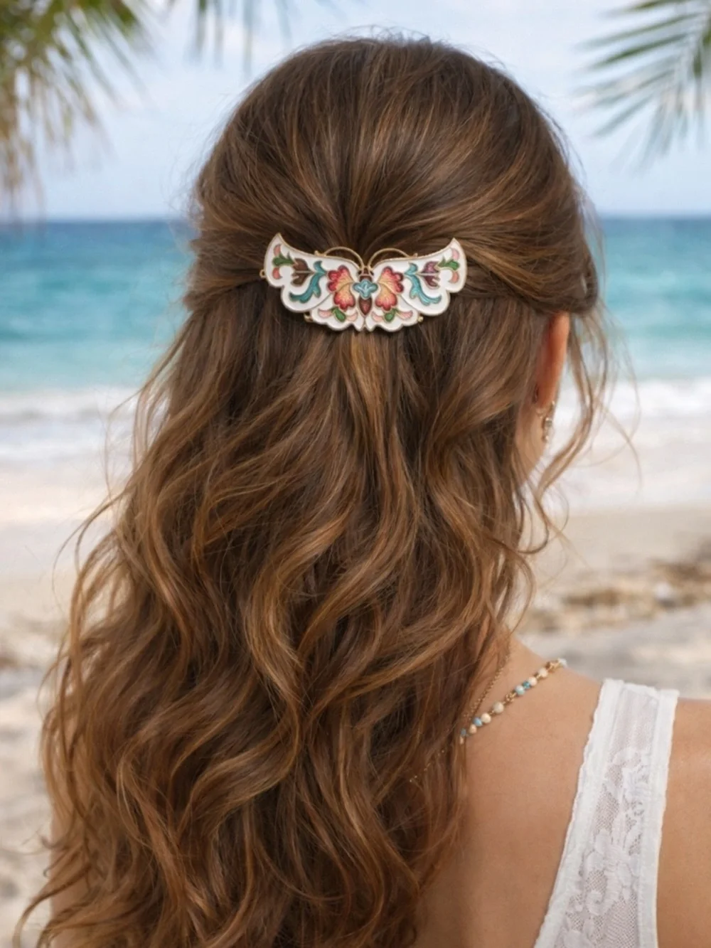 Vintage Cloisonné Butterfly Barrette